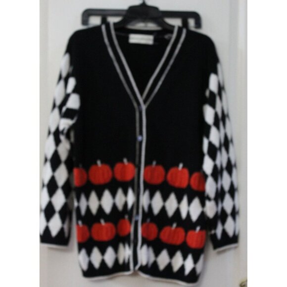 VTG Marisa Cristina Halloween Pumpkin Cardigan Sweater Diamonds Size Small - Picture 1 of 9
